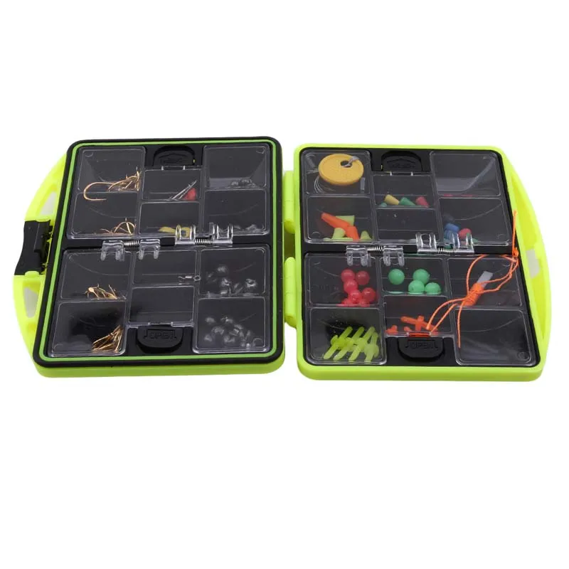 

1 Box Fly Fishing Accessories Plastic Box with Fishhooks Float Lead Sinker Swivel Connector Beads Fishing Tackle Boat Fishing