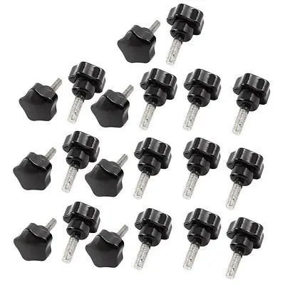 

20 Pcs M6 x 20mm Male Thread 25mm Star Head Screw On Type Clamping Knob