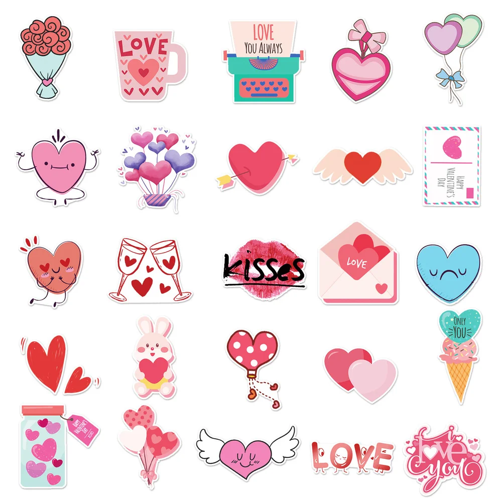 50pcs Pink Stickers Love Stickers For Notebook Laptop Scrapbooking Material  Adesivos Vintage Valentine's Day Craft Supplies - Stationery Sticker -  AliExpress