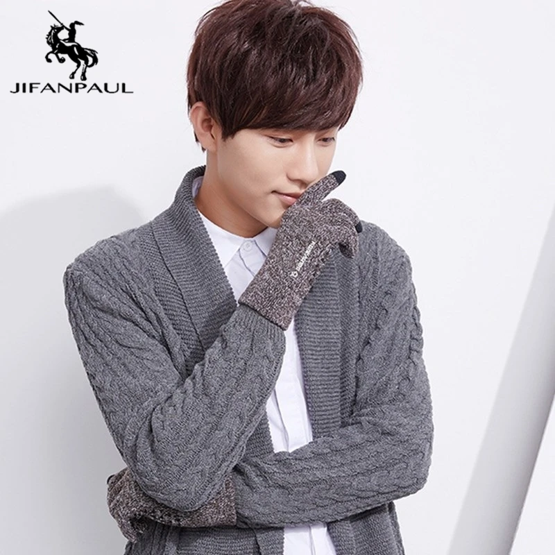 

JIFANPAUL winter new men and women knitted gloves warm and thick wool cashmere quality gloves outdoor sports knitted gloves men