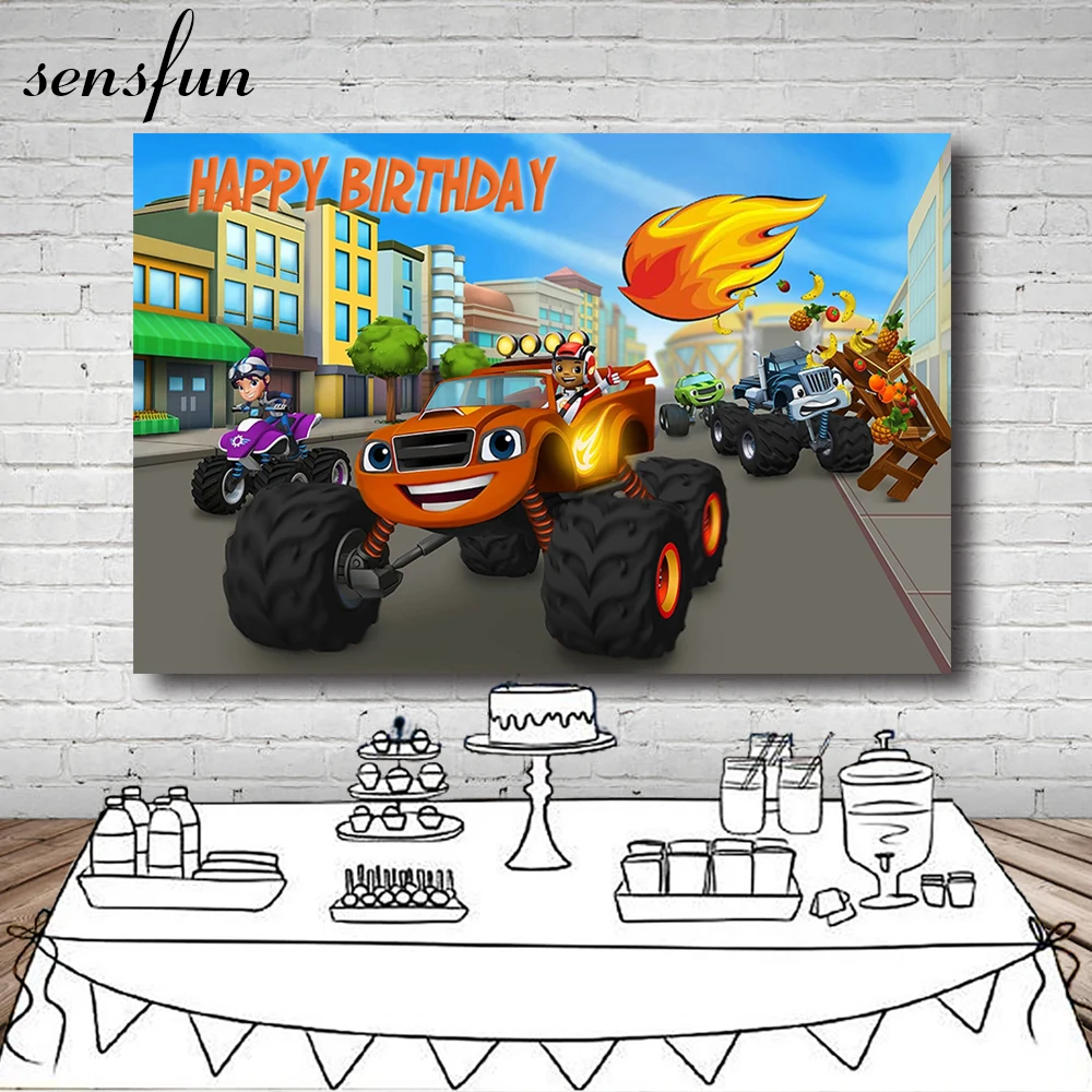 Фоны для фотосъемки Sensfun Cars Blaze Monsters Machine фоны вечеринки на день рождения