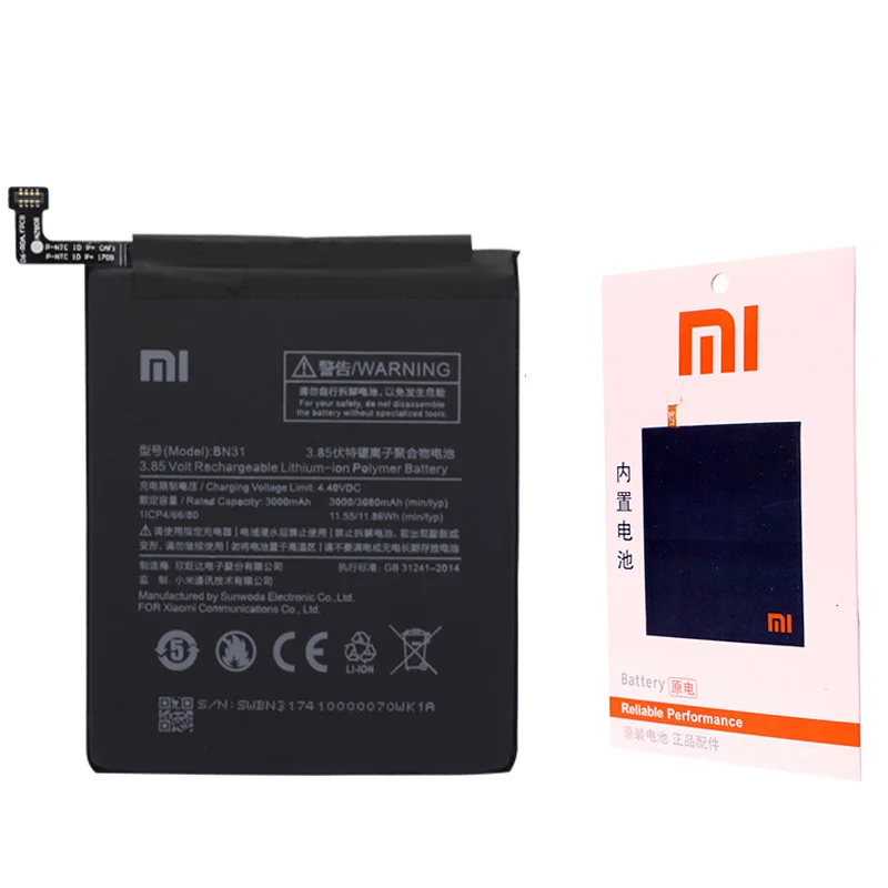 Оригинальный аккумулятор BN31 для телефона Redmi Note 5A Prime S2 сменная батарея Xiaomi Mi 5X A1