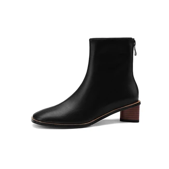 

Genuine Leather Ladies Ankle Boots Female Zippers high Heels women Pumps Winter Night Club Party Shoes Woman size 39-40