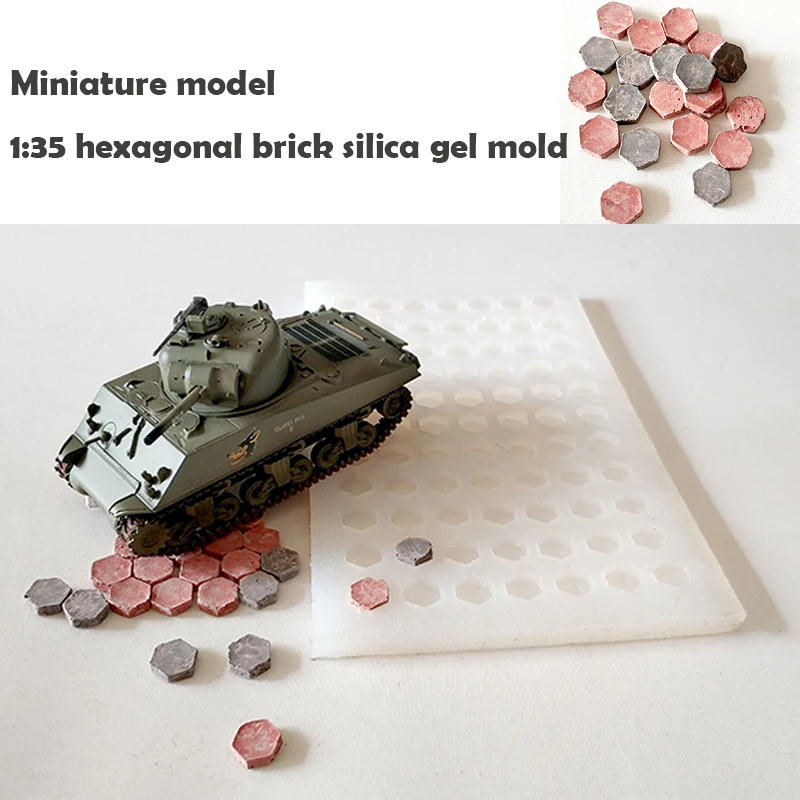 miniature 1:35 Brick mould Simulated hexagonal brick Silicone mold Situational Sand Table Making Di