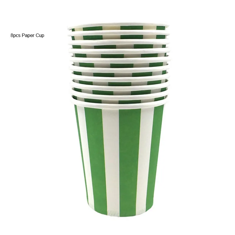 250ML Paper Cup A3 Одноразовый Бумага пластины полосы Цвет День рождения тарелка для фруктов, пирожных лоток Бумага чашки салфетка посуда День рождения расходные материалы - Цвет: 250ML Paper Cup A3