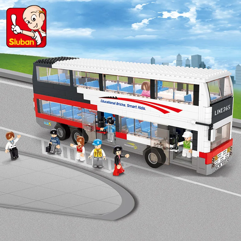 

Small Luban Assembled Unit Blocks on Wheels Simulation City Series Luxury Double Layer Bus Children'S Educational Plastic Toy 03