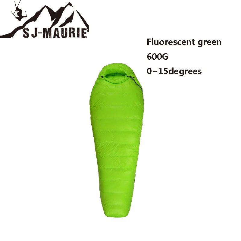Fluorescent600g Утиный пух, теплый спальный мешок для кемпинга, стильный конверт, для туристов, водонепроницаемый, для мам, для путешествий, для сна, для взрослых, спальные мешки - Цвет: Fluorescent600g