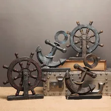 Креативный Европейский Средиземноморский деревянный корабль руль, якорь руля Ретро фигурка Декор часы реквизит Морской Декор для дома