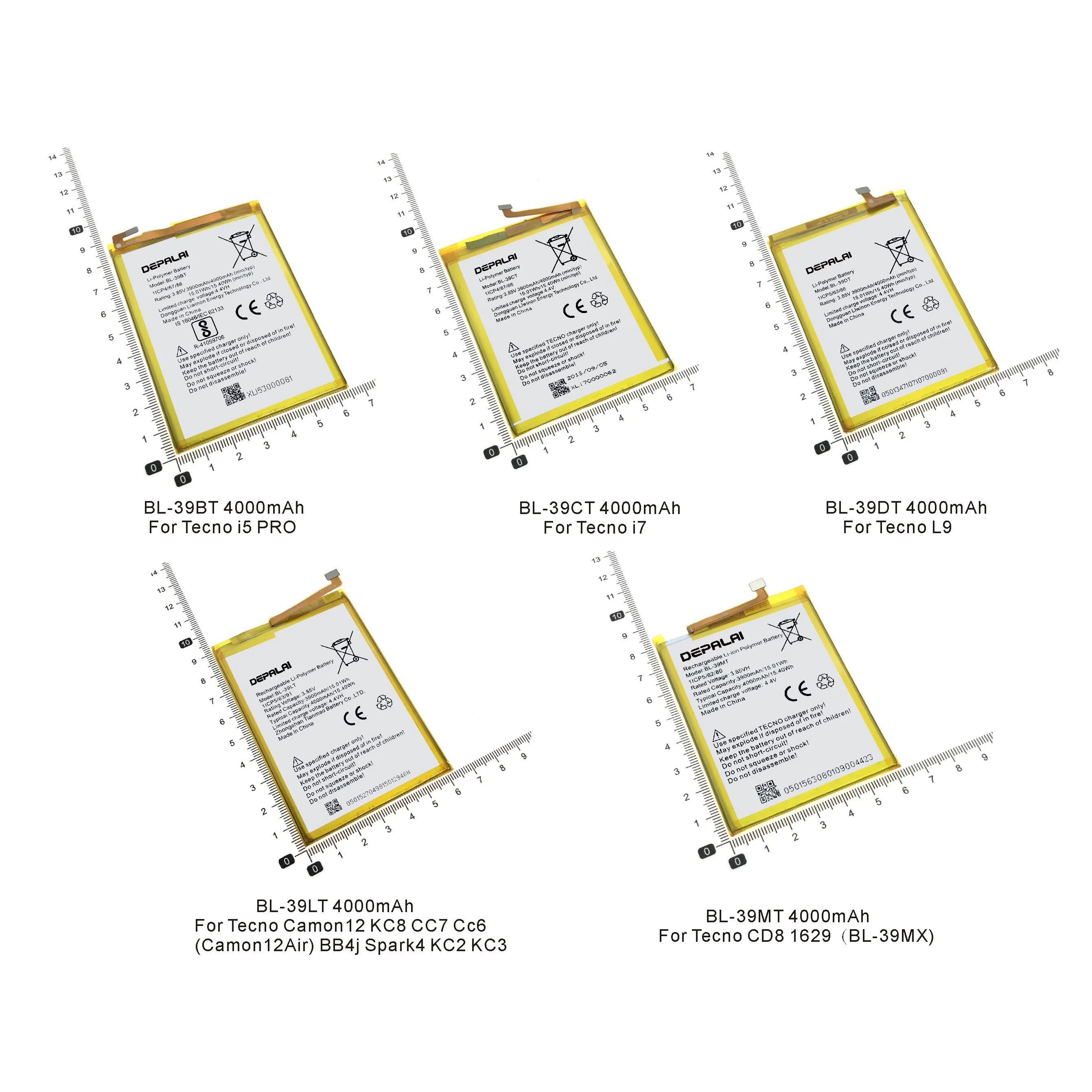 

BL-39BT BL-39CT BL-39DT BL-39LT BL-39MT Battery for Tecno i5 PRO i7 L9 Camon12 KC8 CC7 CC6 BB4j Spark4 KC2 KC3 CD8 1629 BL-39MX
