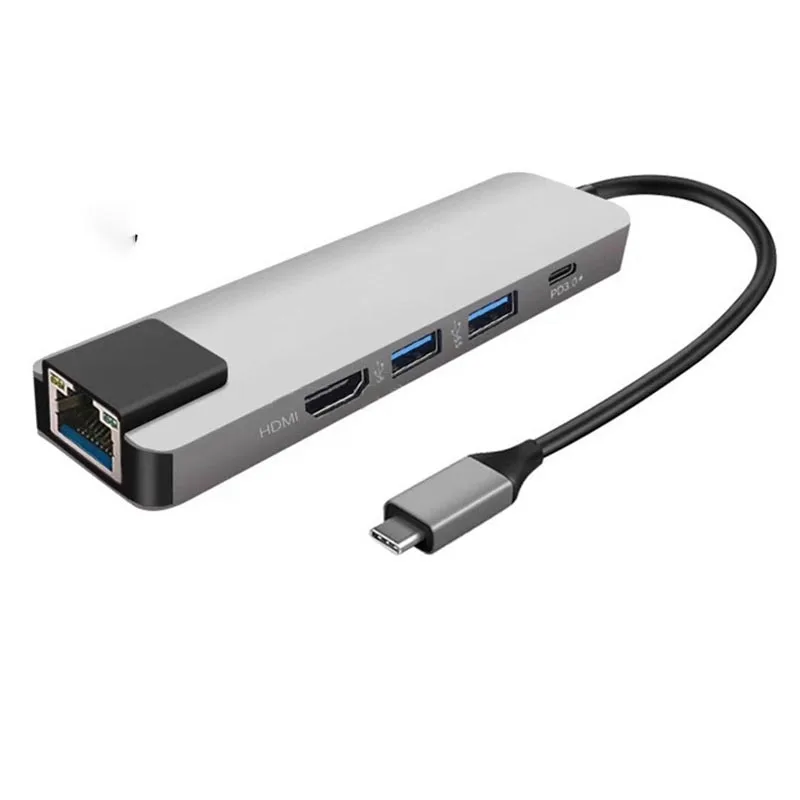 Горячий-5 в 1 usb type C концентратор Hdmi 4K USB C концентратор к Gigabit Ethernet Rj45 Lan адаптер для Mac book Pro Thunderbolt 3 USB-C зарядное устройство P