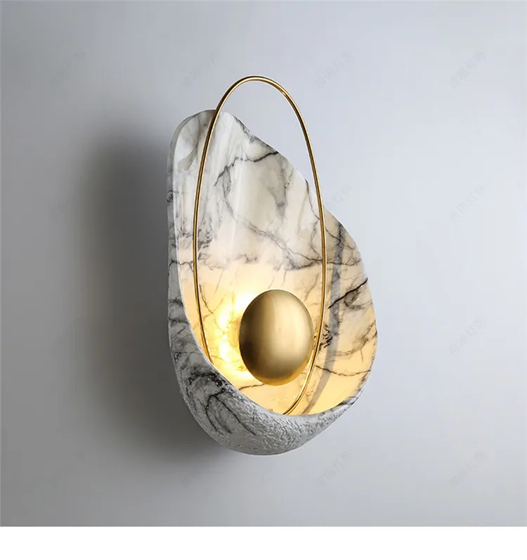 Nordic Style Creative Shell Shape Bedside Led Wall Light Art Resin Living Room Bedroom Corridor Aisle Decor Wall Sconce Lighting