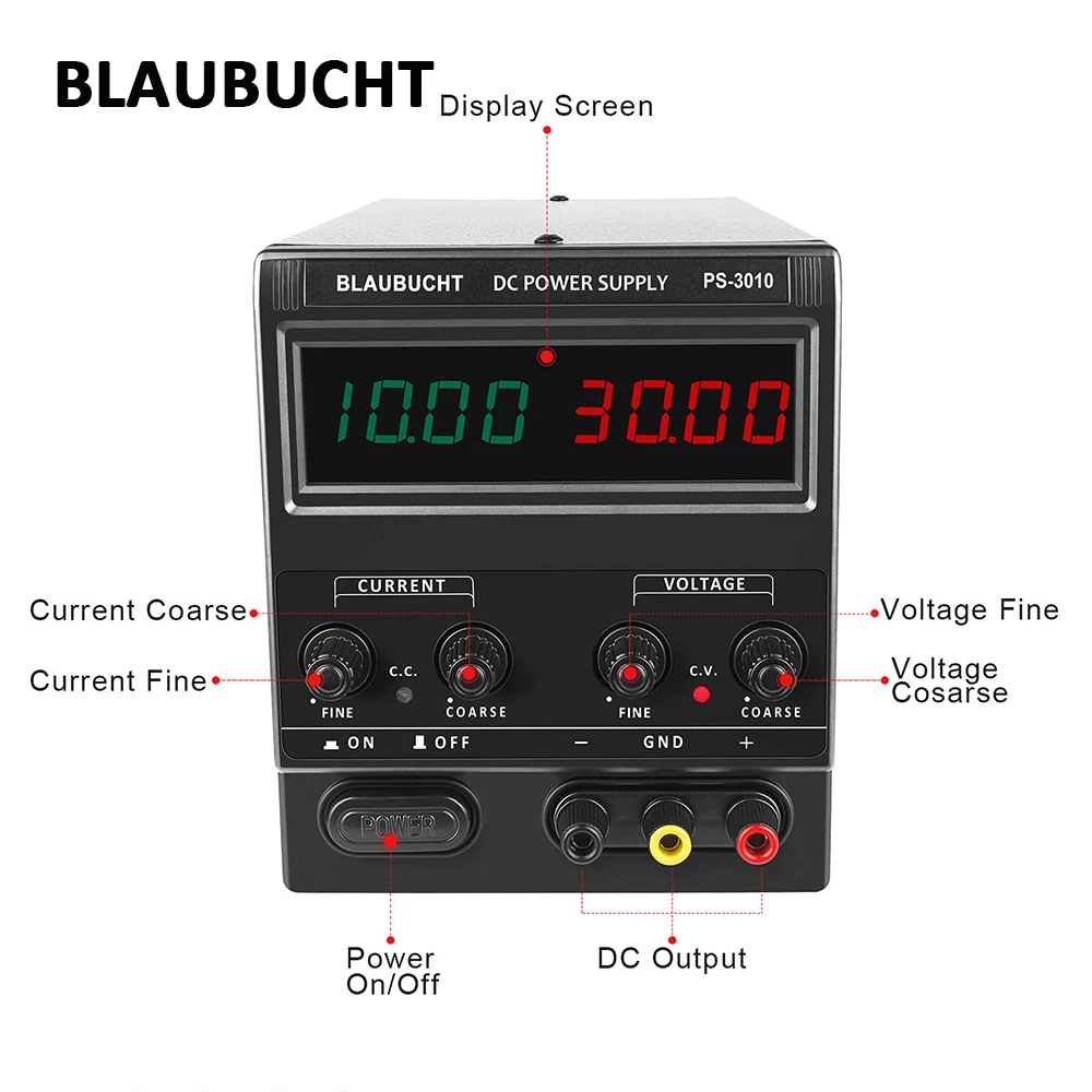 BLAUBUCHT Digital Switching DC Lab Power Supply Adjustable Precise 30V 10A 60V 5A Laboratory Source Voltage Current Regulator