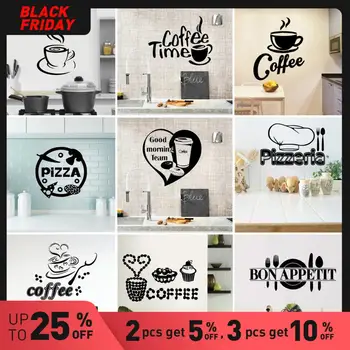

Custom Kitchen Wall Sticker For Restaurant Wall Decor Pizza Coffee Home Decoration Waterproof Art Murals Stickers Vinyl