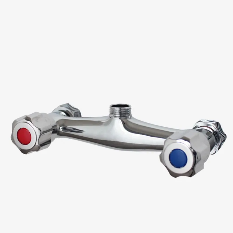 

Chrome Bathroom Shower Mixer Tap Valve Copper Hot And Cold Water Double-control Twin Outlet Faucet Accessories