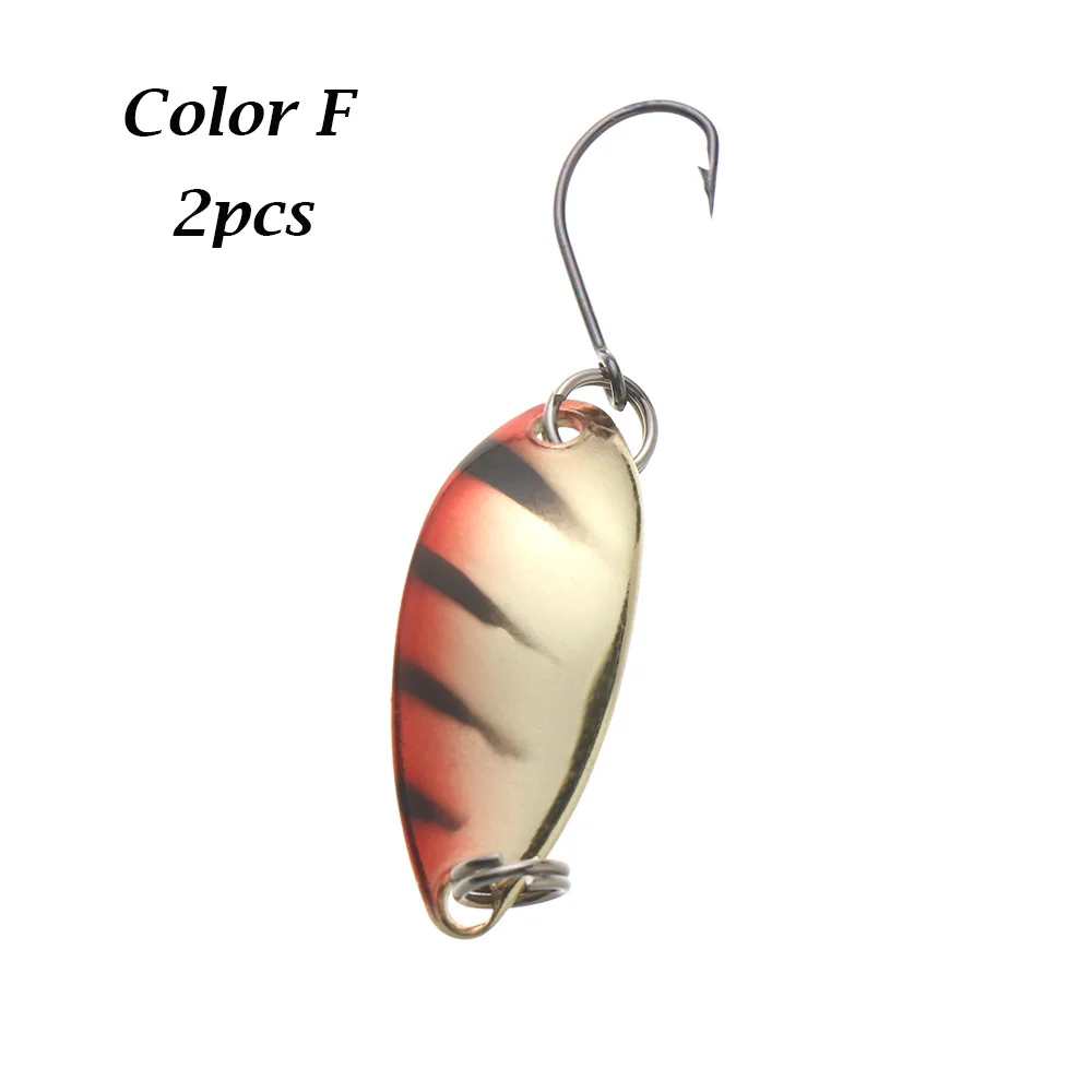 Style C Color F 2 шт., портативная мини-приманка с блестками, металлическая блесна, блесна, жесткая приманка с острым крючком, красочные рыболовные снасти - Цвет: Style C Color F