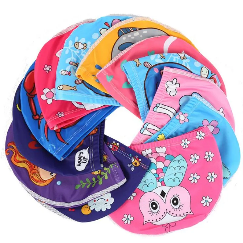 1-10 anni Cartoon animali bambini cuffie da nuoto elastico ragazzi Gilrs cappello da nuoto capelli lunghi cuffia da piscina impermeabile