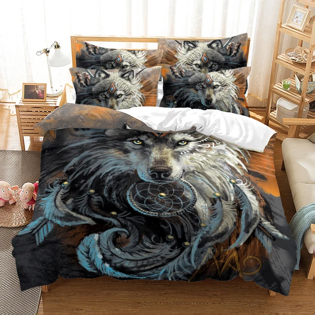 Комплект постельного белья Cool Wolf с изображением животных Модный комплект 3d