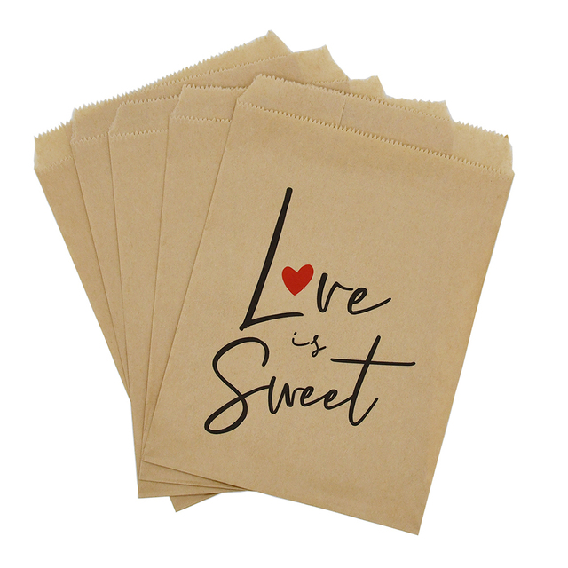 Kraft Paper Red love letters Bags Candy Gift Food Packaging Postcard Bag Wedding Birthday Party Decoration Bags 13X18cm