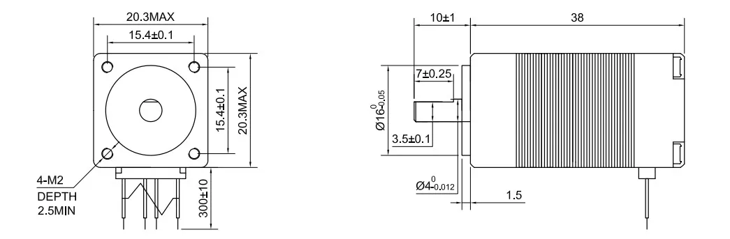 bipolar 0.6a 4ncm 5.7oz.in motor de passo