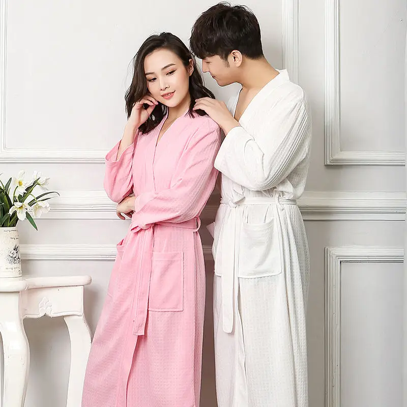 Korean Style Women Cute Sexy Cotton Long Style Robe Bathrobe Home