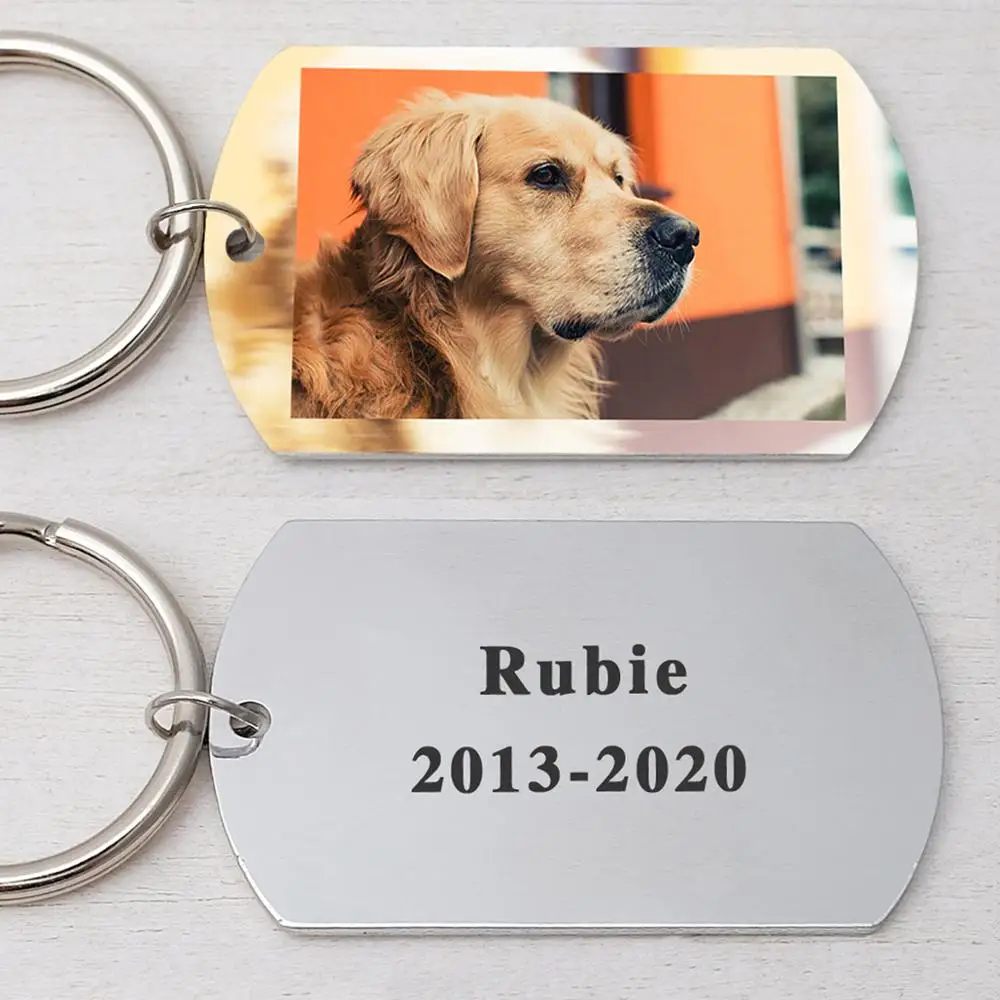 

Dog Keychain,Photo Keychain,Dog Tag Engraved Keychain,Your Pet's Photo Keyring,Pet Memorial Gift,Dog Lover Gifts