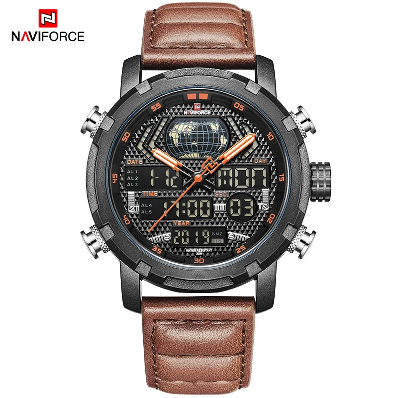 BOLBN NAVIFORCE мужские часы спортивные армейские кварцевые часы светодиодный цифровой хронограф водонепроницаемые часы мужские часы Relogio Masculino - Цвет: BOLBN