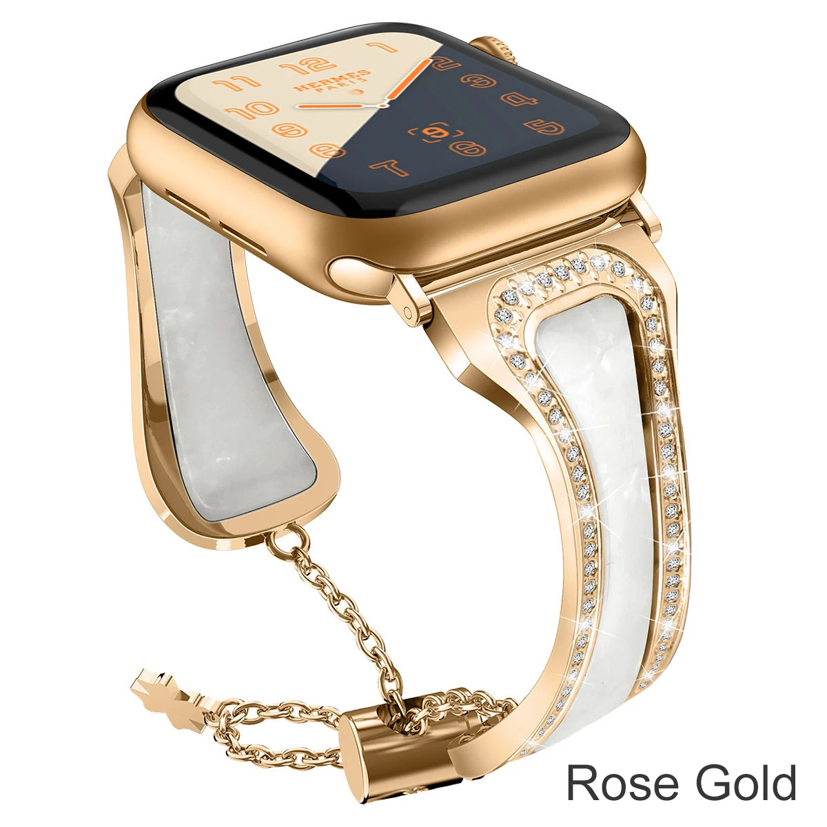 Rose Gold Essidi дизайн браслет ремешок для Apple Watch Series 4 3 2 1 металлический сплав Смола браслет петля для Iwatch 38 40 42 44 мм - Цвет: Rose Gold