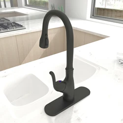 3 Color Pull Down Touchless Single Handle Kitchen Faucet Matte Black / Brushed Nickel / Chrome