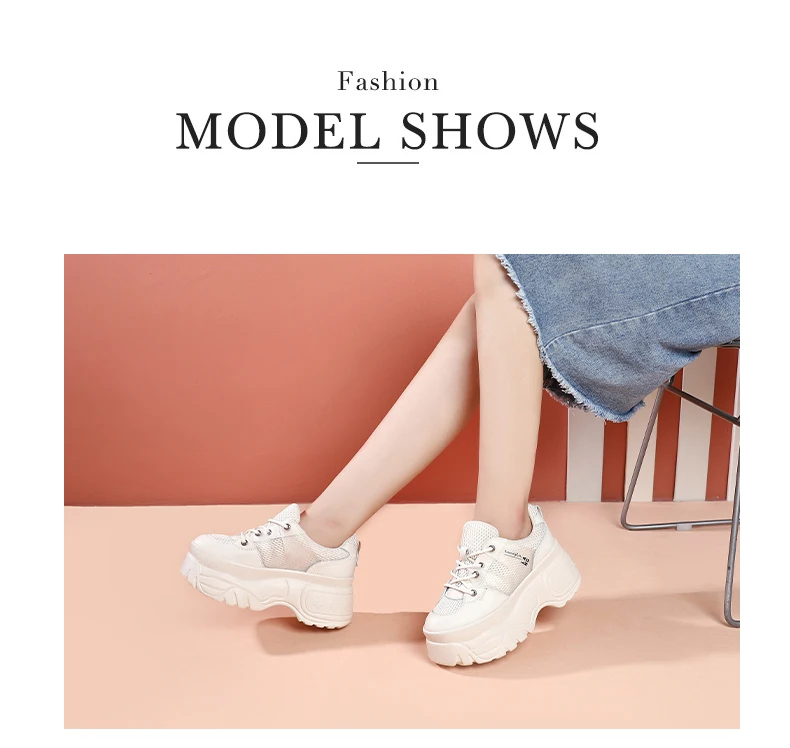 Smile Circle Genuine Leather Sneakers Women Flat Platform Shoes Autumn Breathable mesh women Thick bottom shoes