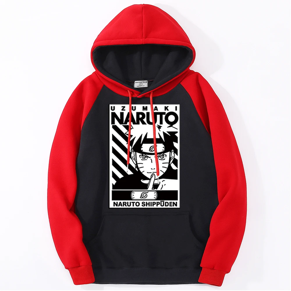 

Naruto Hoodies Men's Anime Fleece Casual Wears Print Loose Swetshirt Vintage Raglan Sportswears Street High Quality Clothing