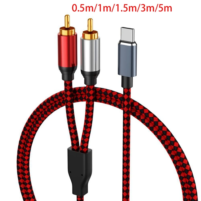 Тип USB C до 2 RCA аудио кабеля Type-C кабель USB-C линия для дома Театр усилитель DVD ТВ