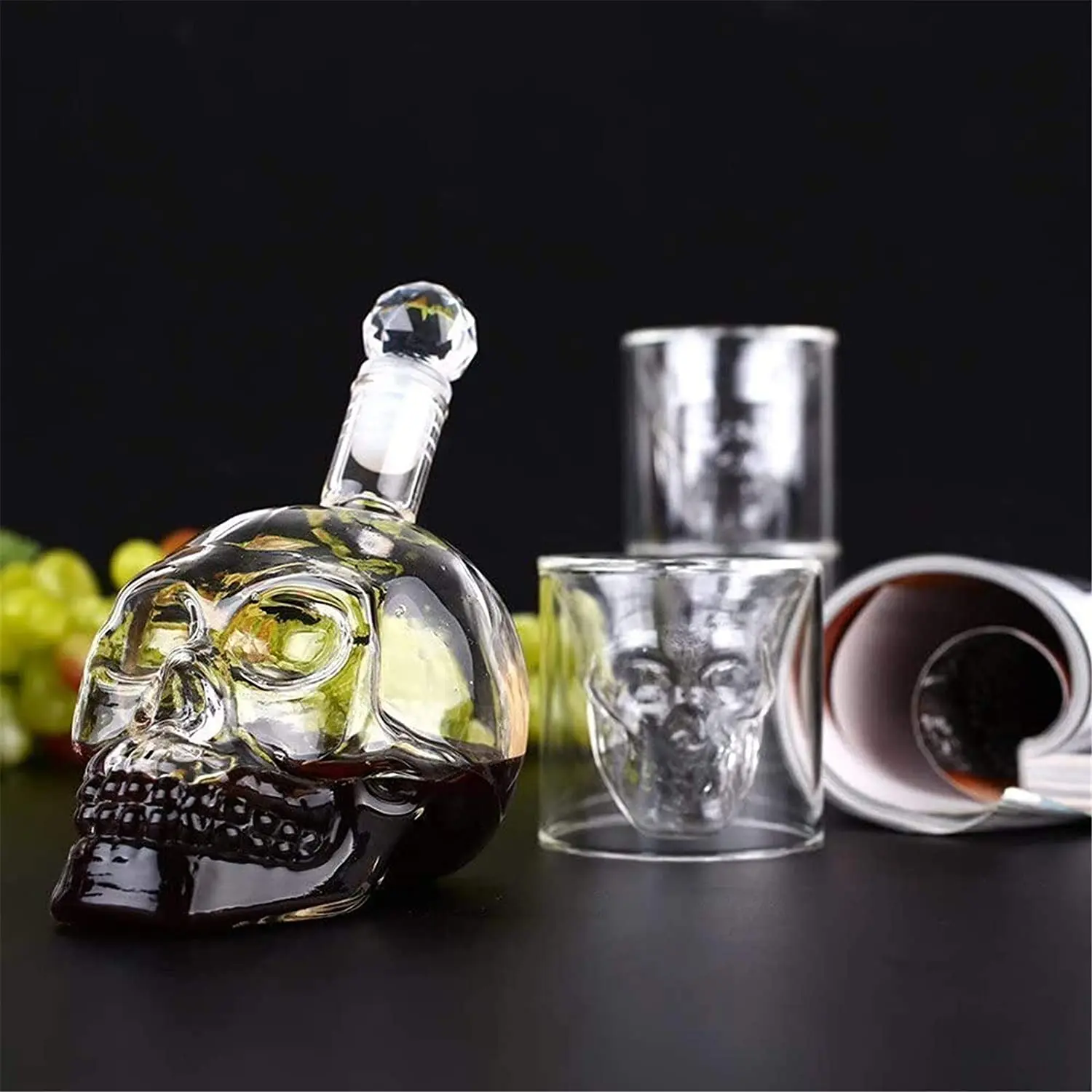 Transparent Skull Glass Wine Decanter Whiskey Skull Shot Glasses Skeleton Wine Glass For Bar Family Halloween Decoration Mug whiskey glass drinking glasses set