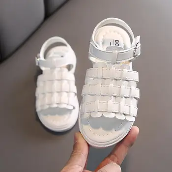 

Summer Kids Sandals For girls weave Sandal Fashion Toddler baby PU Leather Beach shoes Soft Children Casual princess Sandals
