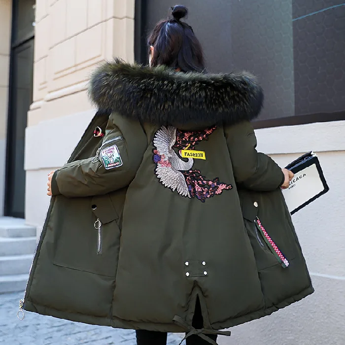 

Photo Shoot 2019 New Style Autumn And Winter Down Jacket Women's Mid-length Large Size down Coat Cotton-padded Clothes Fat Mm 20