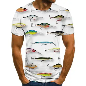 

Men's summer new style 3D printed fish pattern youth handsome men's T-shirt hip-hop short-sleeved men's and women's casual T-shi