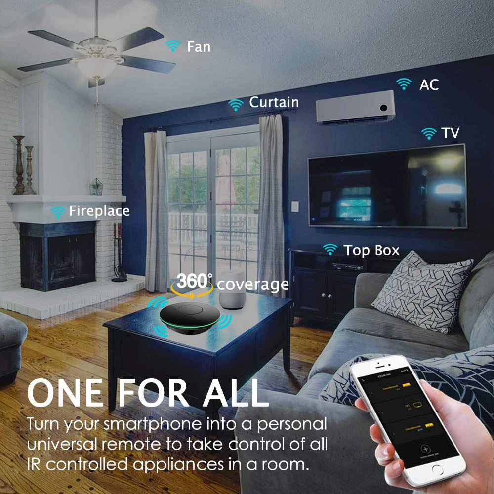 Wifi Smart Ir управление кондиционер ТВ коробка вентилятор ТВ Универсальный пульт дистанционного управления Лер приложение Smart Life совместимый для Google Alexa IFTTT