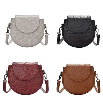 

Girls Retro Crossbody Solid Color Leather Grain Simple Style Ladies Shouder Bag
