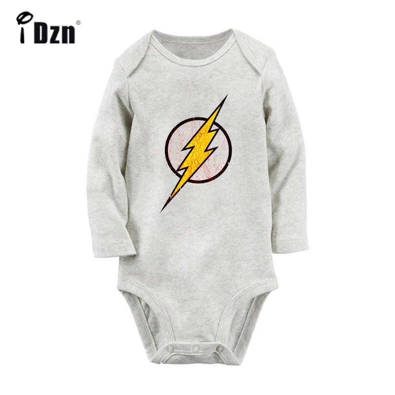 DC Comical the Flash Symbol, супергерой, Перфорированный Круглый стрела, боди для новорожденных, ползунки для малышей, комбинезон с длинными рукавами, одежда