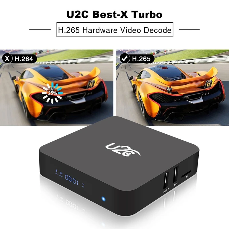 U2C X Turbo Android 7.1 Tv Box Octa Core 3G+16G+Wifi 64-Bit Smart Tv Box Supports Bluetooth 4.1 4K 3D H.265 2.4Ghz 5.8Ghz wifi