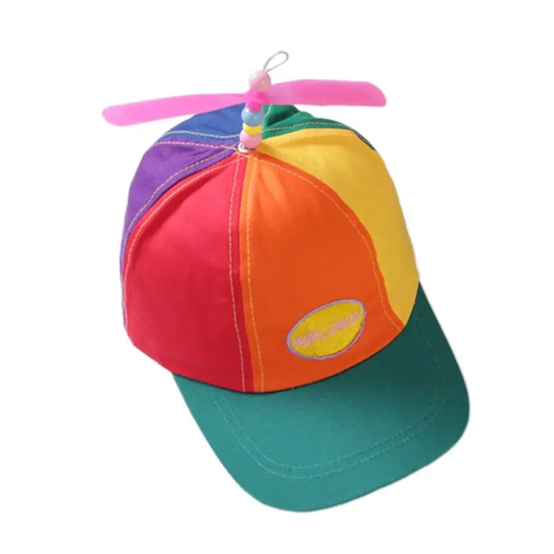 Adult Adult Kid Summer Helicopter Propeller Cap Colorful Patchwork Dragonfly Beaded Cosplay Party Adjustable Snapback Dad Hat - Color: Adult