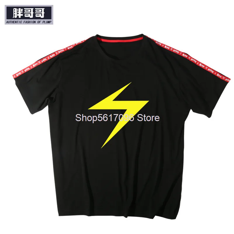 

Fat Man Short Sleeve T Shirt Male Summer Dress Loose Plus Fat Plus Size Personality Super Men's Wear Half Sleeve