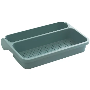 

Plastic Fruit Vegetable Drain Basket Free Punching Sink Rack Vegetable Drain Basket Kitchen Sink Wall Mount Dark Green
