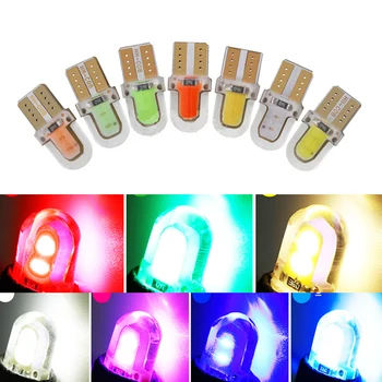 

50pcs t10 COB led W5W LED No Error silicone LED T10 For Car License plate light instrument light Interior Dome plate Lights DC 1