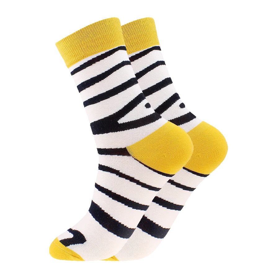 zebra stripes Трендовые Модные Разноцветные Повседневные носки для молодых пар, носки с изображением животных Ele, мужские хлопковые носки для женщин и мужчин, забавные носки с рисунками из мультфильмов, Новинка осени - Цвет: zebra stripes