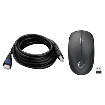 

1Pcs G834 2.4G Wireless Mouse Ergonomic 1600Dpi Optical Mice with Usb Receiver & 1Pcs 4K/60Hz Hdmi To Hdmi 2.0 Cable Hdr 3D Supp