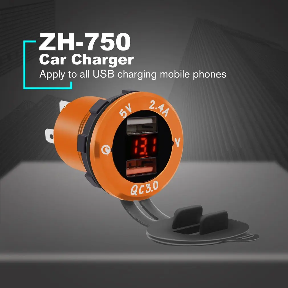 Универсальное автомобильное зарядное устройство QC3.0 Быстрая зарядка USB Автомобильное зарядное устройство DC12V-24V Водонепроницаемый двойной USB зарядное устройство 2 порта разъем питания