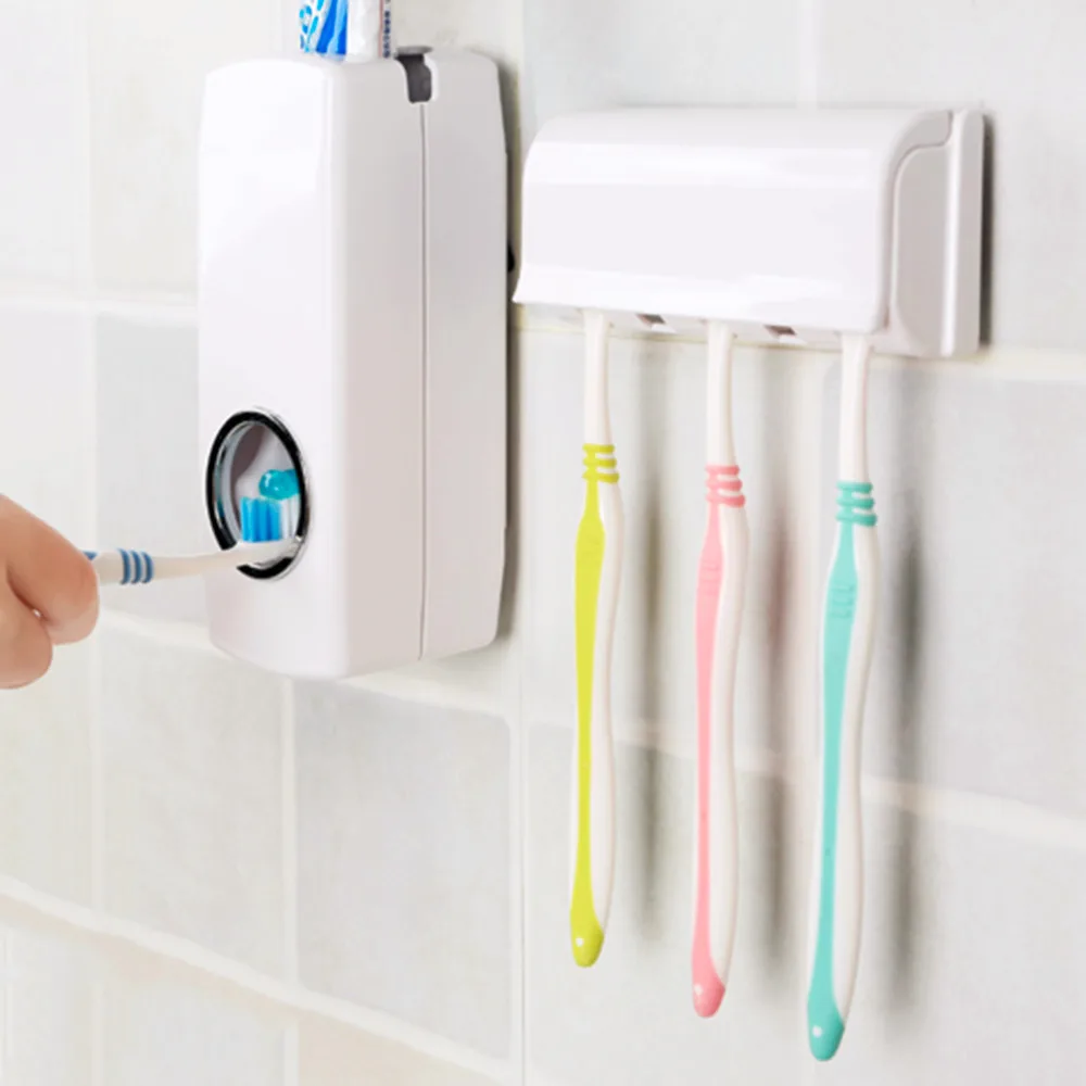 Модный Автоматический Диспенсер зубной пасты с пятью держатель для зубных щеток настенное крепление комплекты зубных щеток для семьи