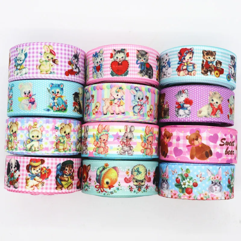 10 Yards 1'' 25MM Cute Animals Printed Grosgrain Ribbons For Hair Bows DIY Handmade Materials Y20010902 | Дом и сад