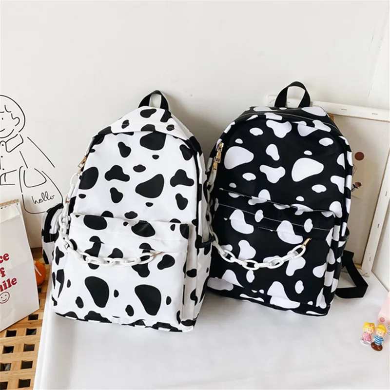 Cow Pattern Backpack For School Teenagers Girls Vintage Casual School Bag Laptop Bagpacks Bookbag Travel Bag Mochila Feminina
