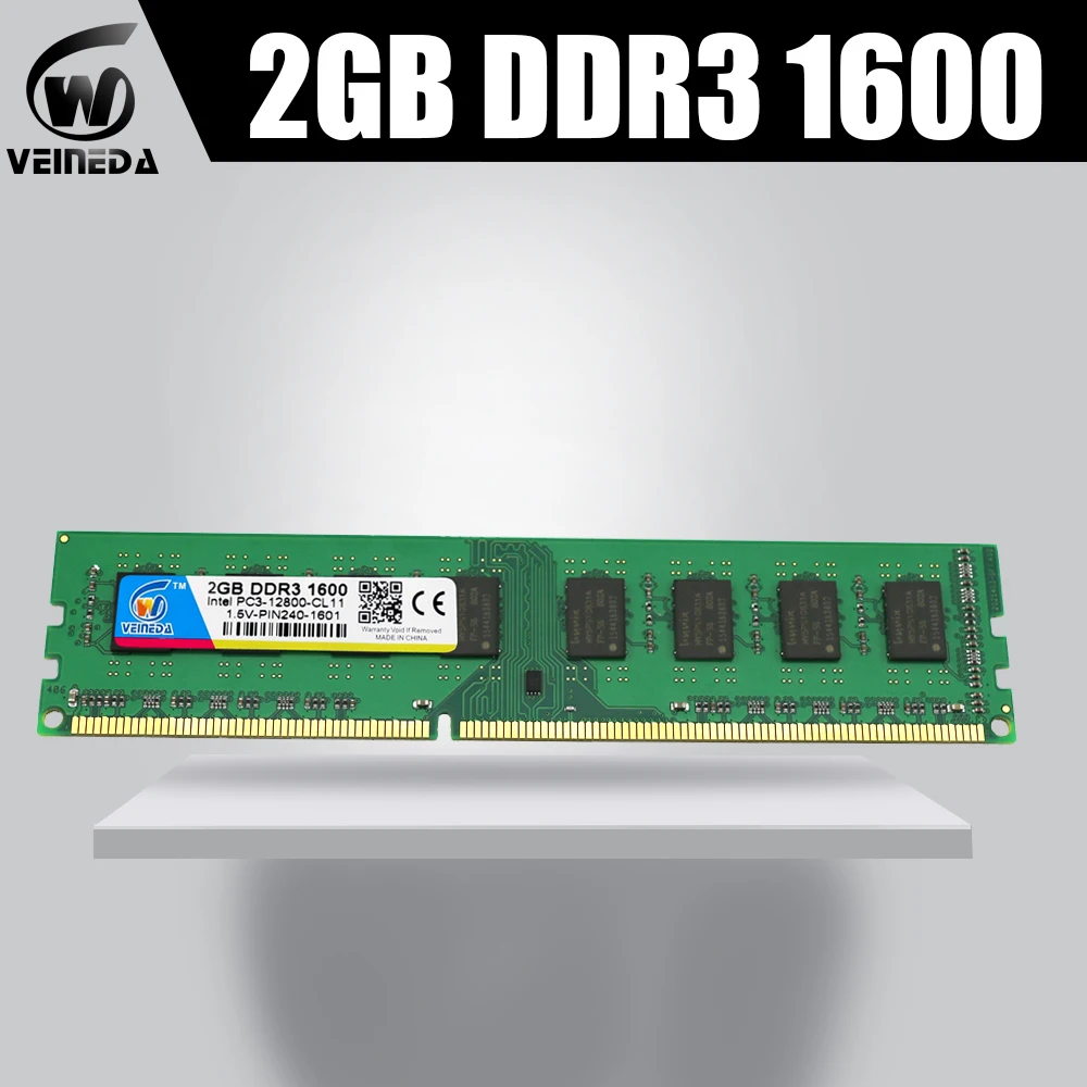 

VEINEDA Memoria RAM DDR3 2GB DDR3 1333MHZ RAM For all Intel AMD Desktop DDR3 2GB 1600 MHz RAM memory PC3-12800 240pin